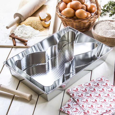 Set tava si forma iepuras, Snb, 36×24.5 cm, inox mezoni.ro