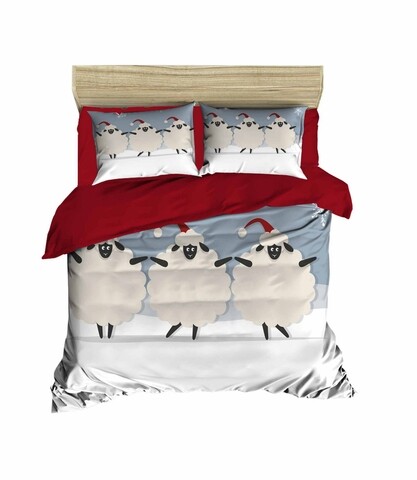 Poza Lenjerie de pat dubla Xmas-466 Pearl Home, 3 piese, amestec bumbac, multicolor