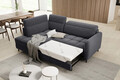 Coltar extensibil stanga 3 locuri ELTAP, LT-05AS, Barea, 208x160x100 cm, lemn/poliester, gri inchis