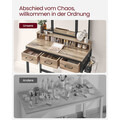 Masa de toaleta cu taburet / Masuta dressing, Vasagle, Industrial, 90x40x141 cm, PAL/otel/piele ecologica, natural