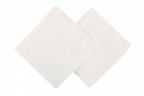 Set 2 prosoape de maini 50x90 cm, 100% bumbac, saheser, zarif white