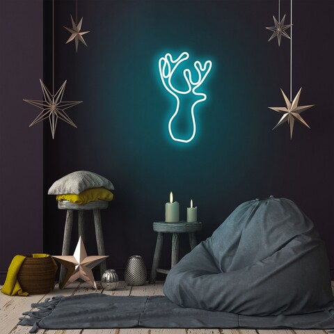 Lampa de perete Deer, Neon Graph, 21x34x2 cm, albastru