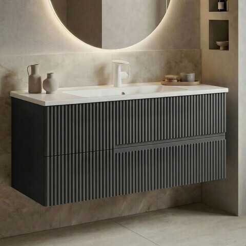 Dulap de baie cu chiuvetă, Hanah Home, Moonlight 120, Antracit mat