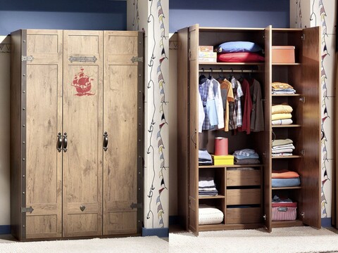 Dulap pentru haine, Çilek, Pirate 3 Doors Wardrobe, 121x203x54 cm, Multicolor 121x203x54 imagine 2022