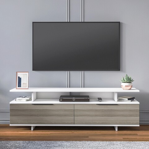 Comoda tv, minima, dream, 150x47x35 cm, gri / alb / nuc