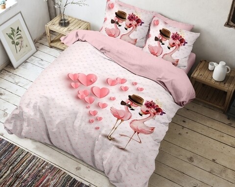 Lenjerie de pat dubla King Size, 4 piese, The Club Cotton, Amoro, bumbac ranforce, 145 TC, multicolor