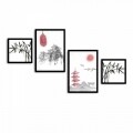 Set 4 tablouri decorative, Alpha Wall, Rising Sun, 30x30/35x50 cm