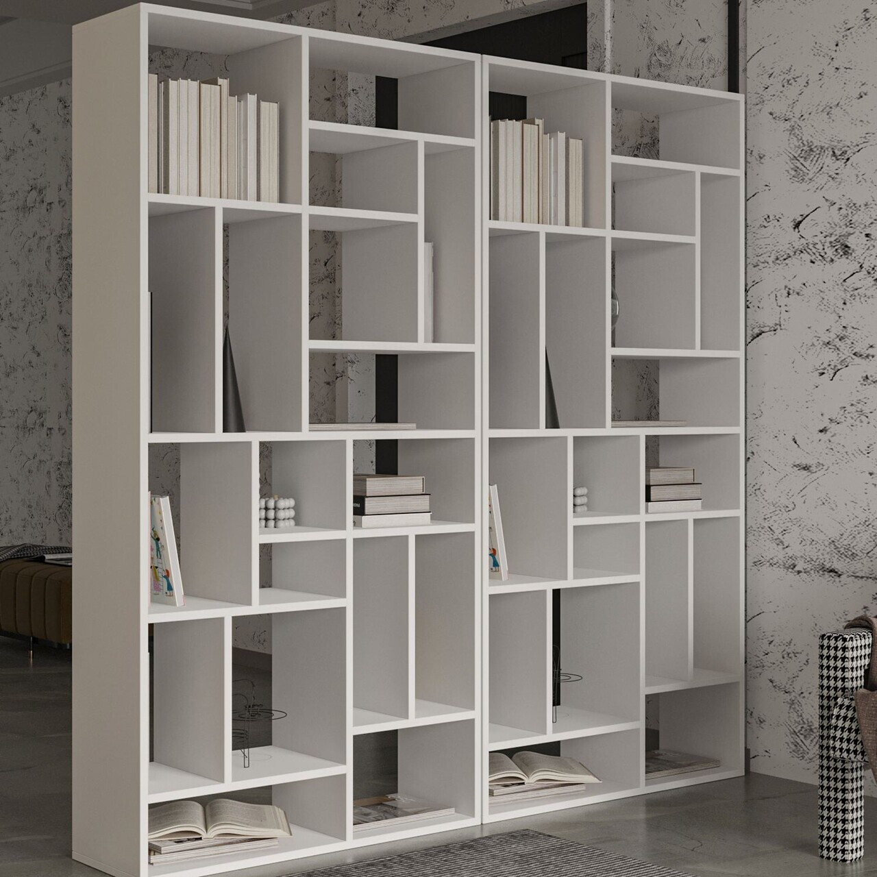 Corp biblioteca, Hanah Home, Nicola, 90x180x30 cm, PAL, Alb — imaginea 4