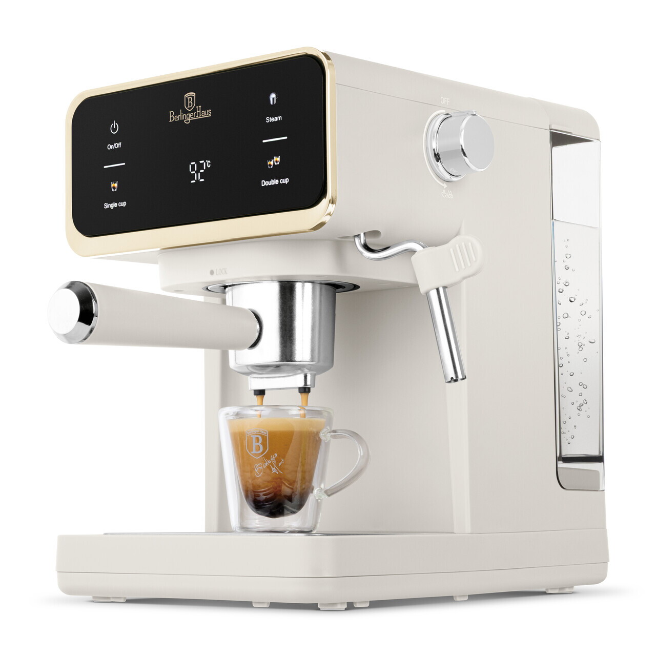 Espressor digital 3 in 1 Berlinger Haus, Sahara, 950W, 21x25.9x28 cm, inox, crem mat - view 3