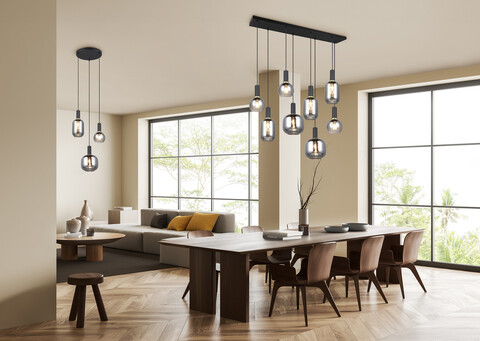 Lustra Diva, TRIO, 85x20x150 cm, 10W, 6x E27, metal, negru mat