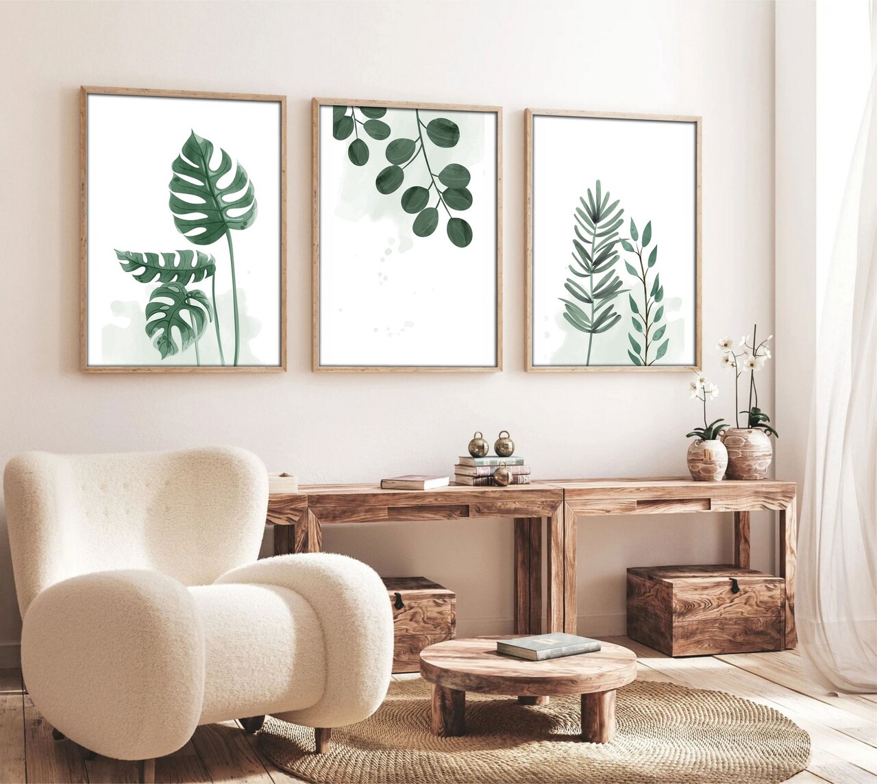 Set 3 tablouri decorative, Huhu193, Cadru: 100% LEMN MASIV (Grosime: 2,5 cm), Multicolor - view 2