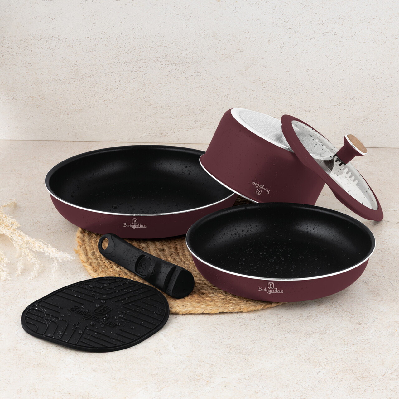 Set pentru gatit Berlinger Haus, Leonardo Nordic, 13 piese, aluminiu, visiniu mat - imagine 11