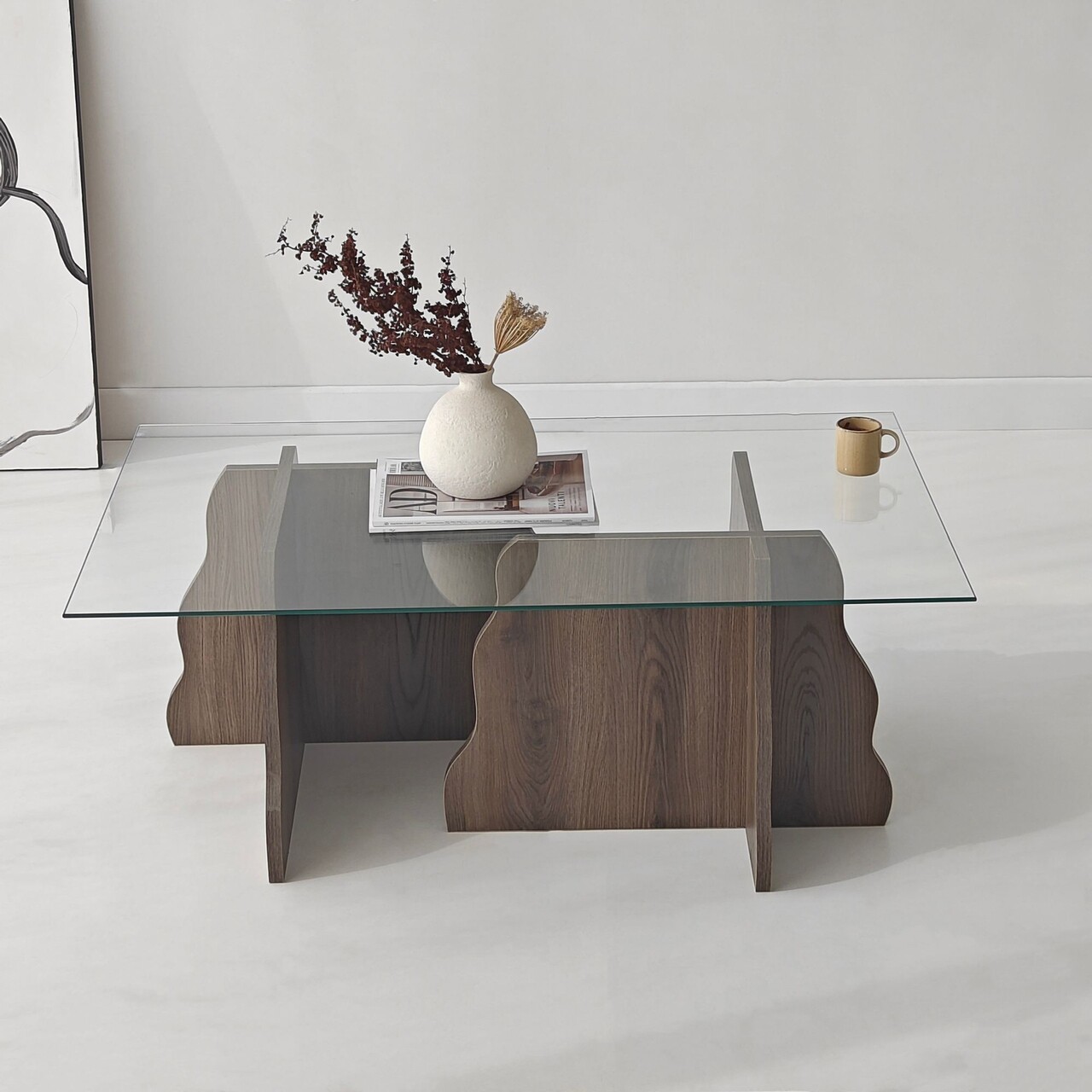 Masuta de cafea, Hanah Home, Canyon, 105x40x65 cm, Nuc / Transparent - view 5