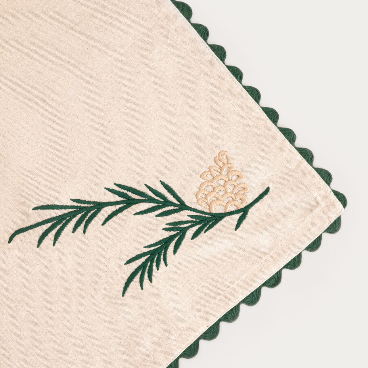 Fata de masa Noli, Homla, 150x220 cm, bumbac, bej/verde