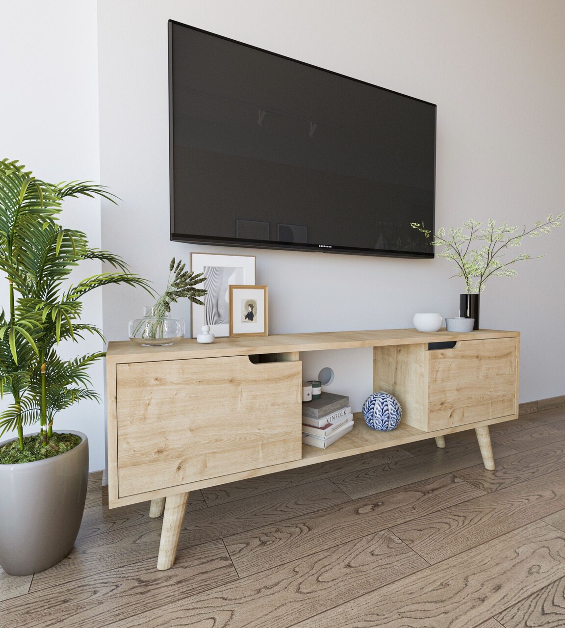 Comoda TV, Hanah Home, Siena, 139.7x53x53 cm, PAL, Maro - imagine 2