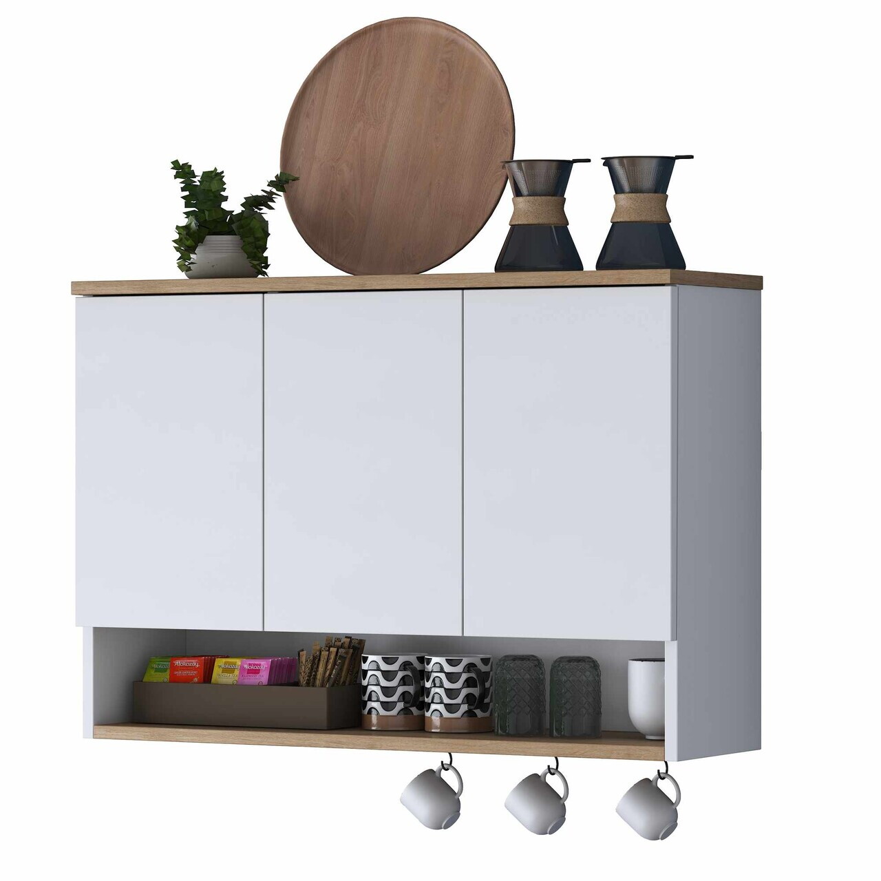 Dulap multifunctional, Hanah Home, JE237, 90x61.8x27.5 cm, Alb/Maro — imaginea 7