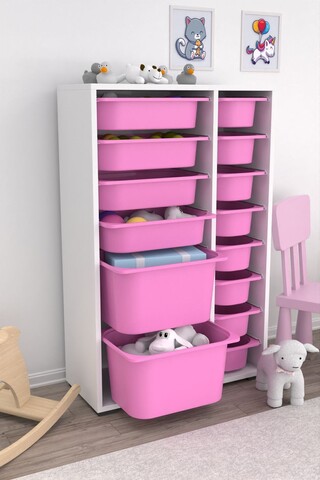 Dulap multifunctional, Estella, Rine 2D4K8U, Alb/Roz