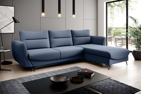 Coltar extensibil dreapta 3 locuri ELTAP, RT-40GO, Silva, 276x201x100 cm, lemn/poliester, albastru