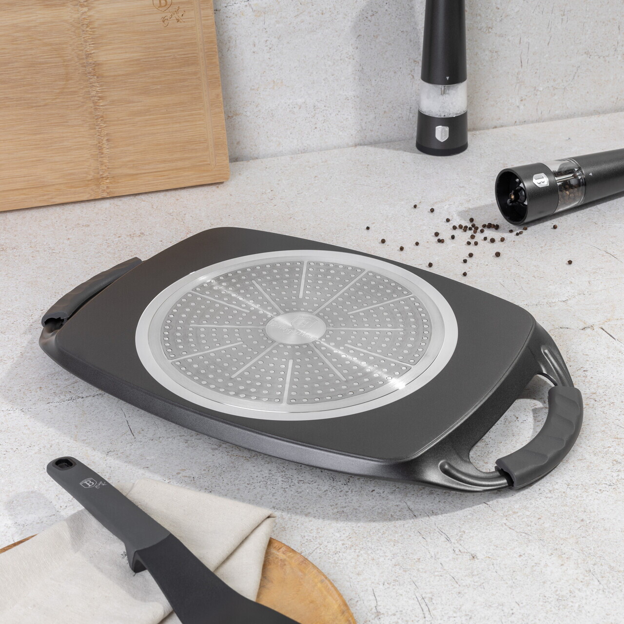 Tava grill Berlinger Haus, Anthracite, 47x29 cm, aluminiu forjat, antracit mat - imagine 5