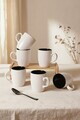 Set cani, Hermia, 275KRM2625, Dimensiune: 9 cm / 300 ml (6 bucăți), Alb mat / Negru