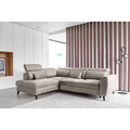 Coltar extensibil stanga 4 locuri ELTAP, LT-04LO, Noble, 255x201x100 cm, lemn/poliester, gri