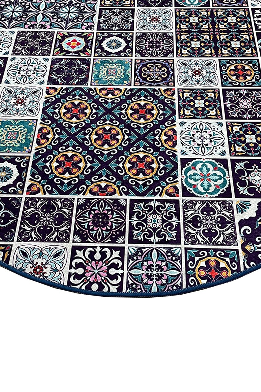 Covoras de baie, L'essentiel Maison, Carres Bleus (80 cm), Multicolor - view 2