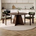 Set masă și scaune (3 piese), Nordure, Monroe 2, Nuc Venezia / Nuc Închis / Verde