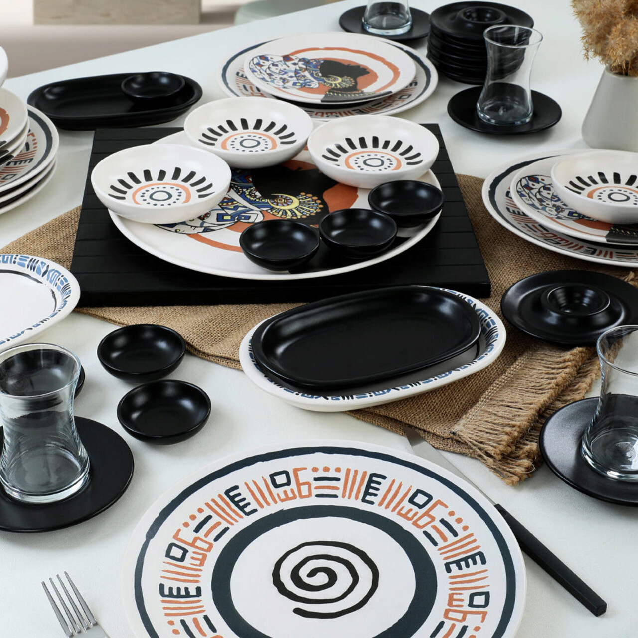 Set de mic dejun, Keramika, 275KRM1699, Ceramica , Nu absoarbe apa, Negru