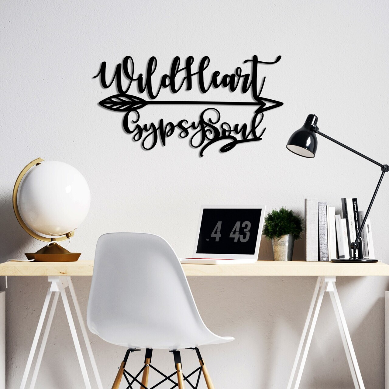 Decoratiune de perete, Wild Heart Gypsy Soul, Dimensiune: 60 x 32 cm , Negru — imaginea 3