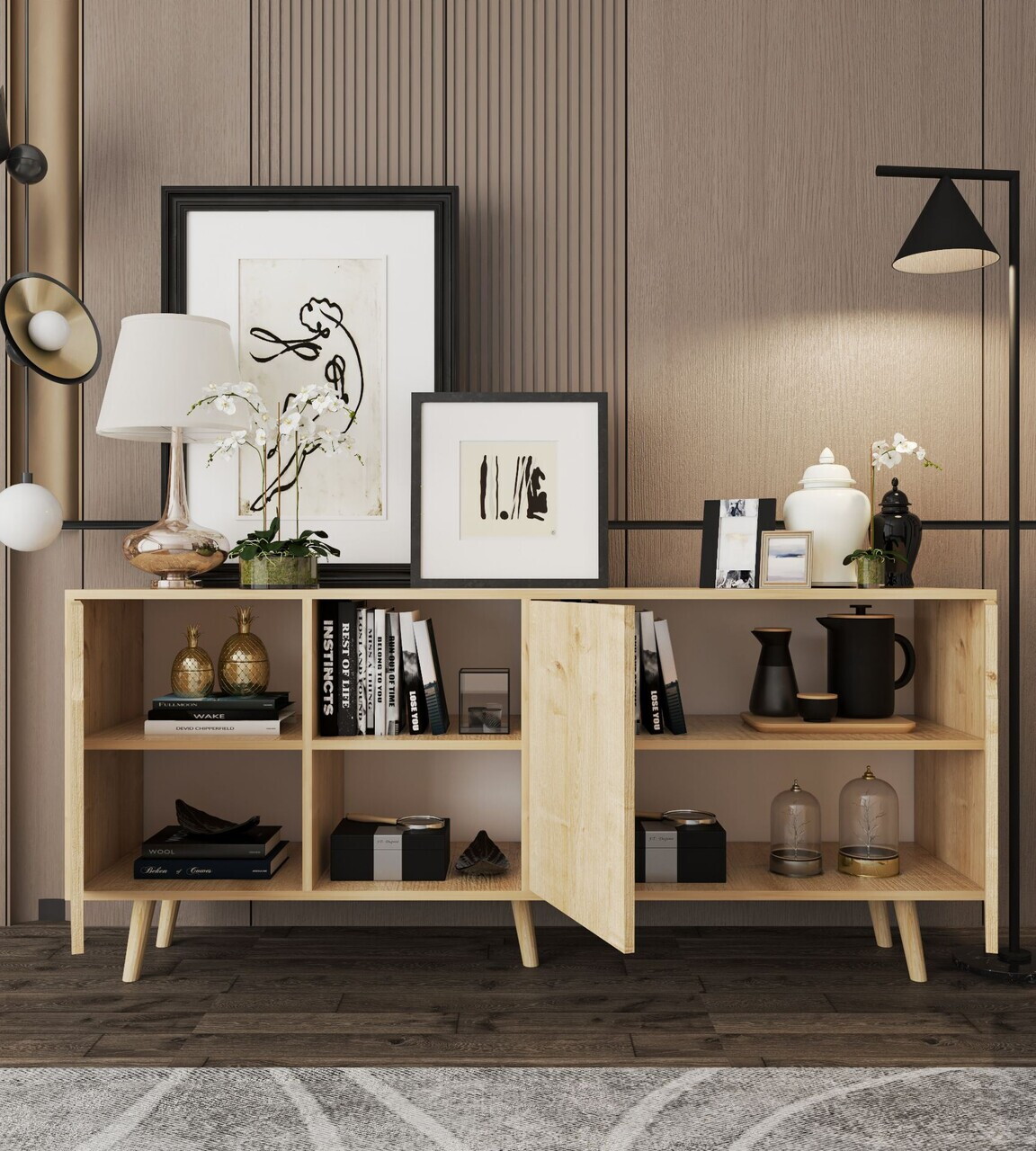 Consola, Hanah Home, Latina Modern 180, 180x80x45 cm, PAL MELAMINAT, Maro — imaginea 3