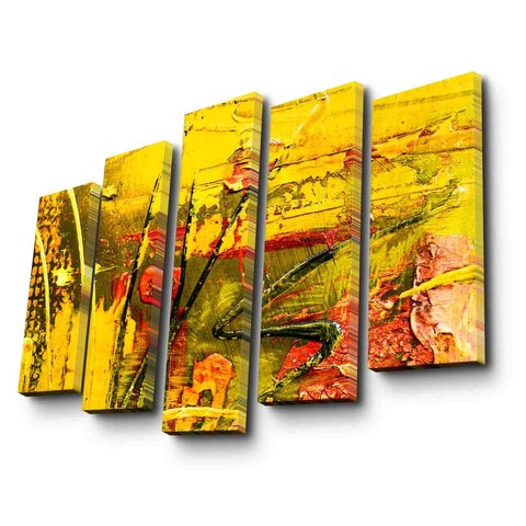 Set 5 tablouri decorative, 5PATK-223, Canvas, 19 x 70 cm, Multicolor