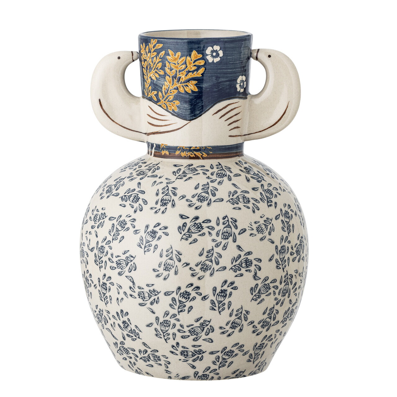 Vaza decorativa, Bloomingville, Hezha, 16.5x23.5 cm, ceramica, albastru - imagine 5