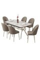 Set masa extensibila si scaune (7 piese), Hanah Home, Sim, Gri / Crom / Cappuccino