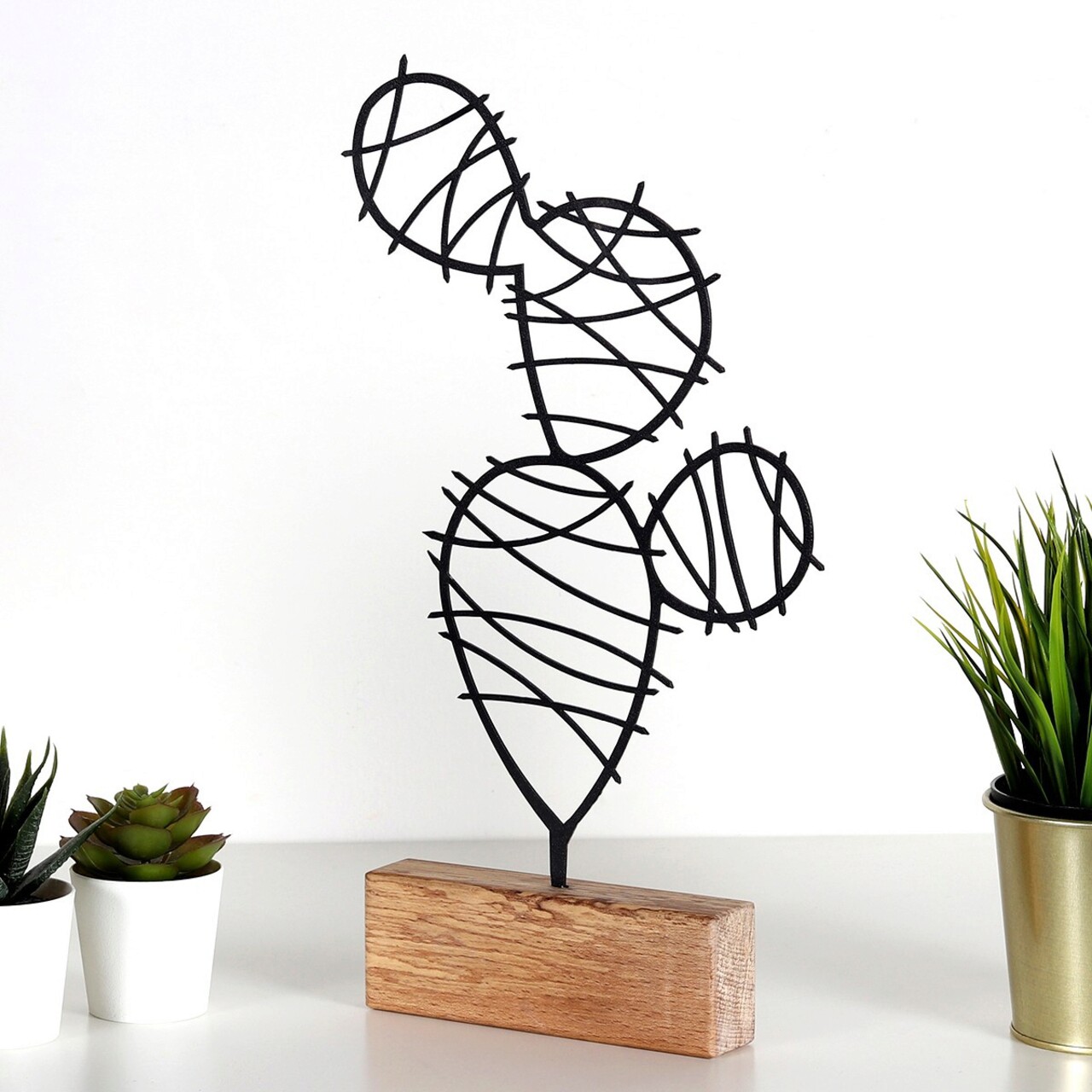 Decoratiune, Cactus Round, 17x40x3.5 cm, Metal, Negru - 1 | YEO