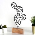 Decoratiune, Cactus Round, 17x40x3.5 cm, Metal, Negru