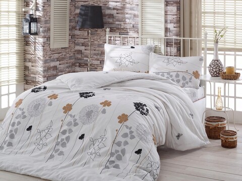 Lenjerie de pat pentru o persoana single xxl (de), 2 piese, atlantis - white, eponj home, 65% bumbac/35% poliester