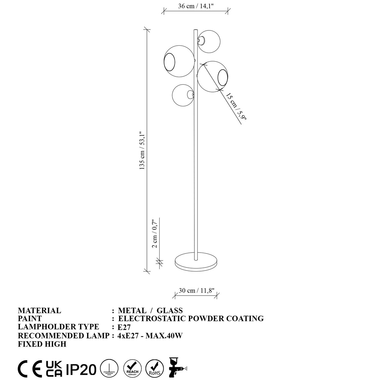Lampadar, L'essentiel Maison, 521SHN3648, Roz/Auriu - view 9