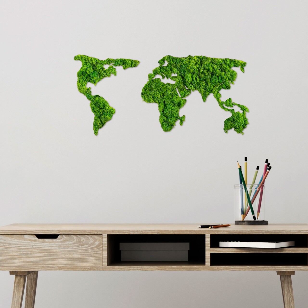 Decoratiune de perete, World Map, Dimensiuni: 70 x 32 cm, Verde - view 2
