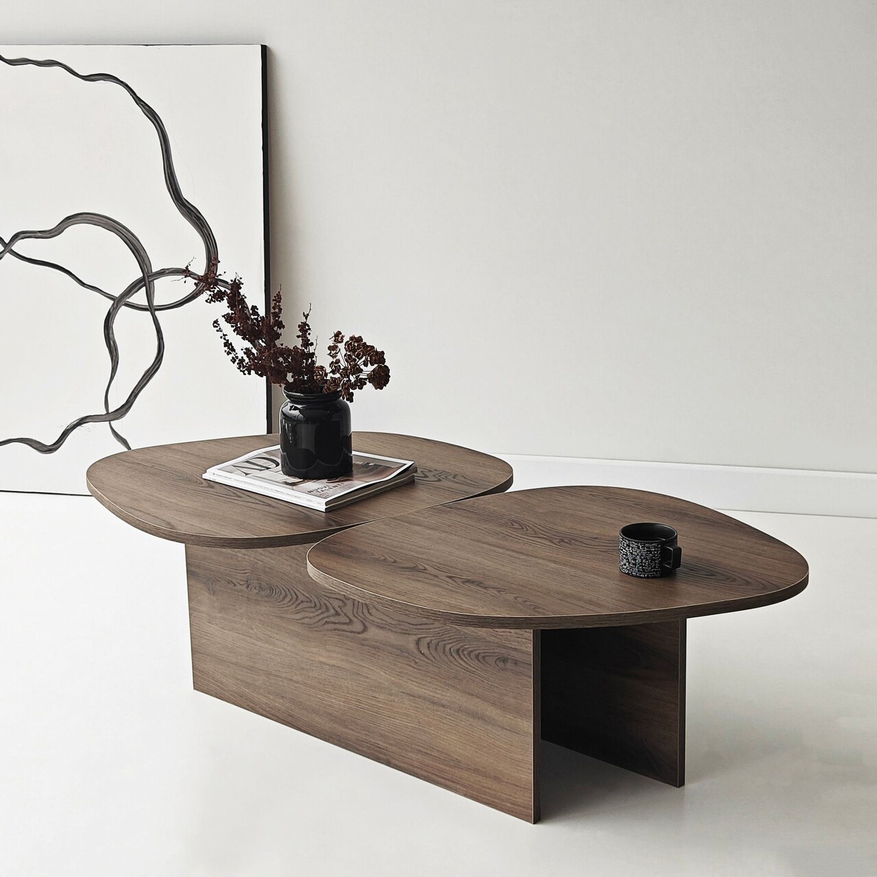 Masuta de cafea, Hanah Home, Stones, 125x38x60 cm, Maro - view 7