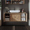 Dulap de baie cu chiuvetă, Hanah Home, 2565, MDF, Maro