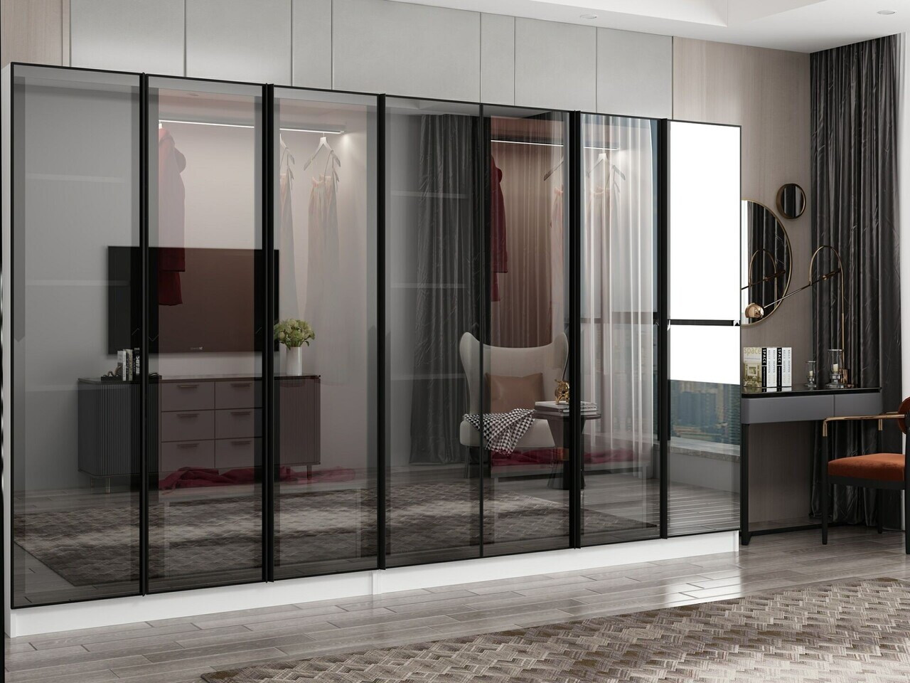 Dulap pentru haine, Hanah Home, Nisa, 315x210x52 cm, Alb — imaginea 3