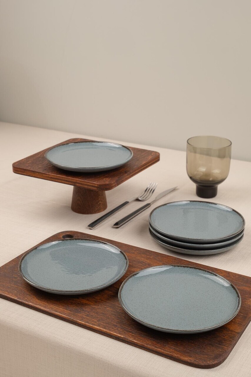 Set platouri servire desert, Hermia, 710KTP9738, Portelan, Albastru