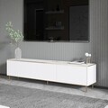 Comoda TV, Inarch, Imaj, 180x45.2x35 cm, PAL, Marmură albă/aur