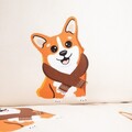 Lenjerie de pat King Size, Corgi, Homla, 3 piese, 200x220 cm, microfibra din poliester, multicolor
