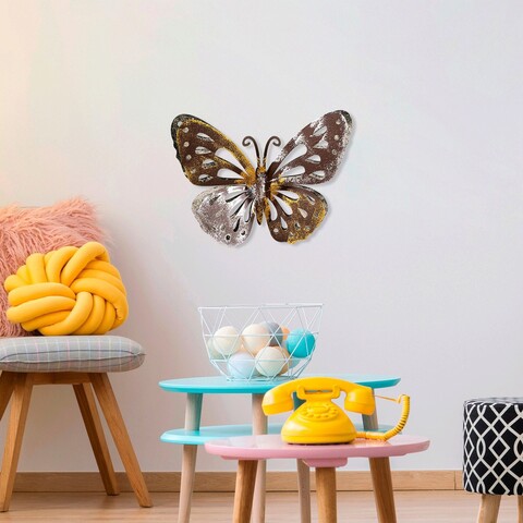 Decoratiune de perete, farfalla 2, metal, dimensiune: 29 x 22 cm, multicolor
