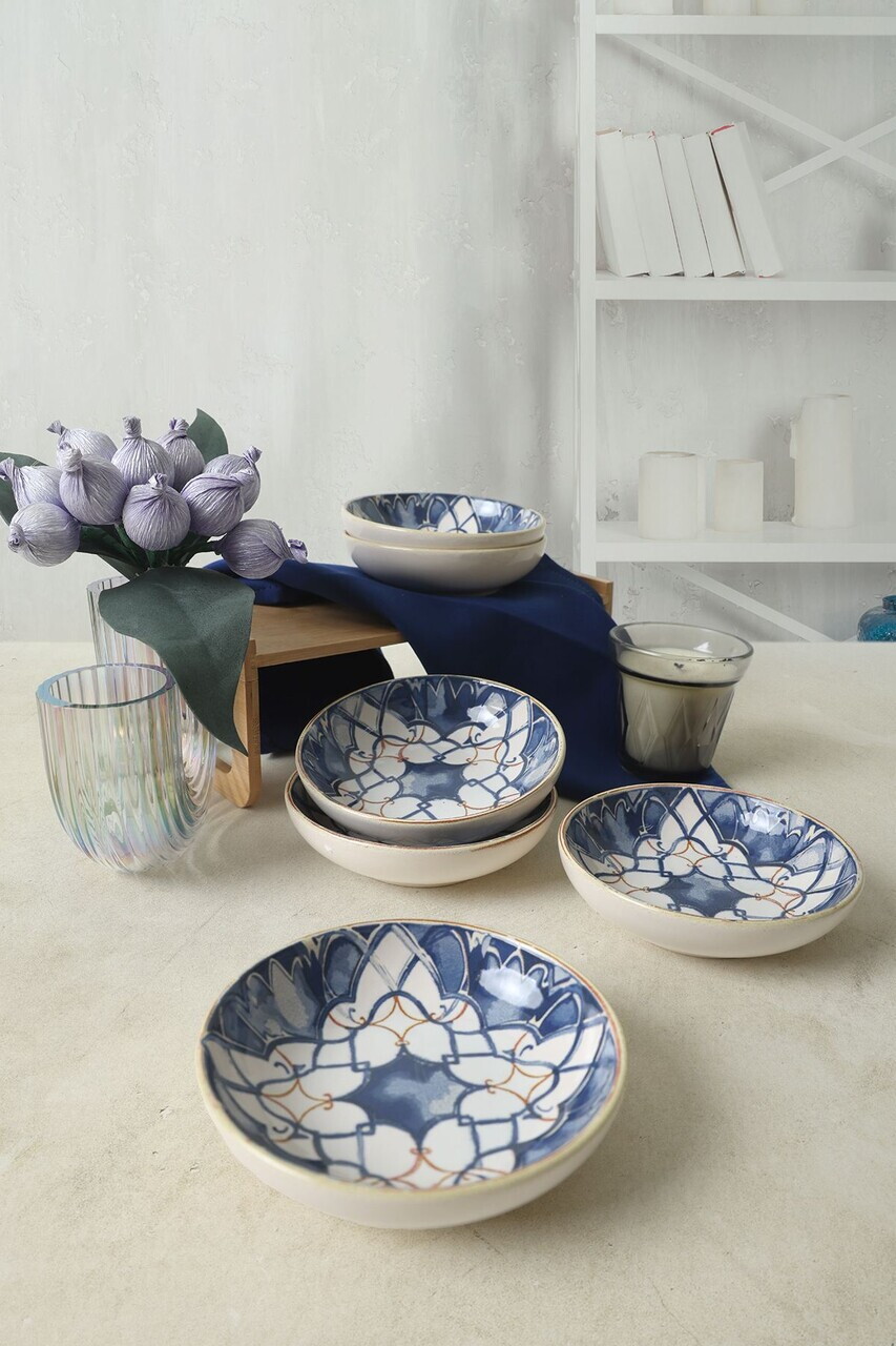 Set boluri pentru sos, Hermia, 275KRM2007, Ceramica, Alb/Albastru - view 2