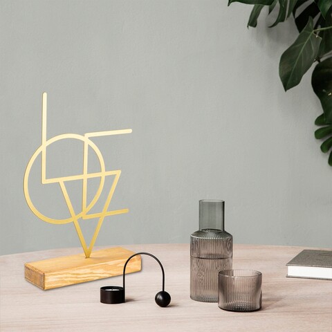 Decoratiune, geometric, 21x41x4 cm, metal, auriu