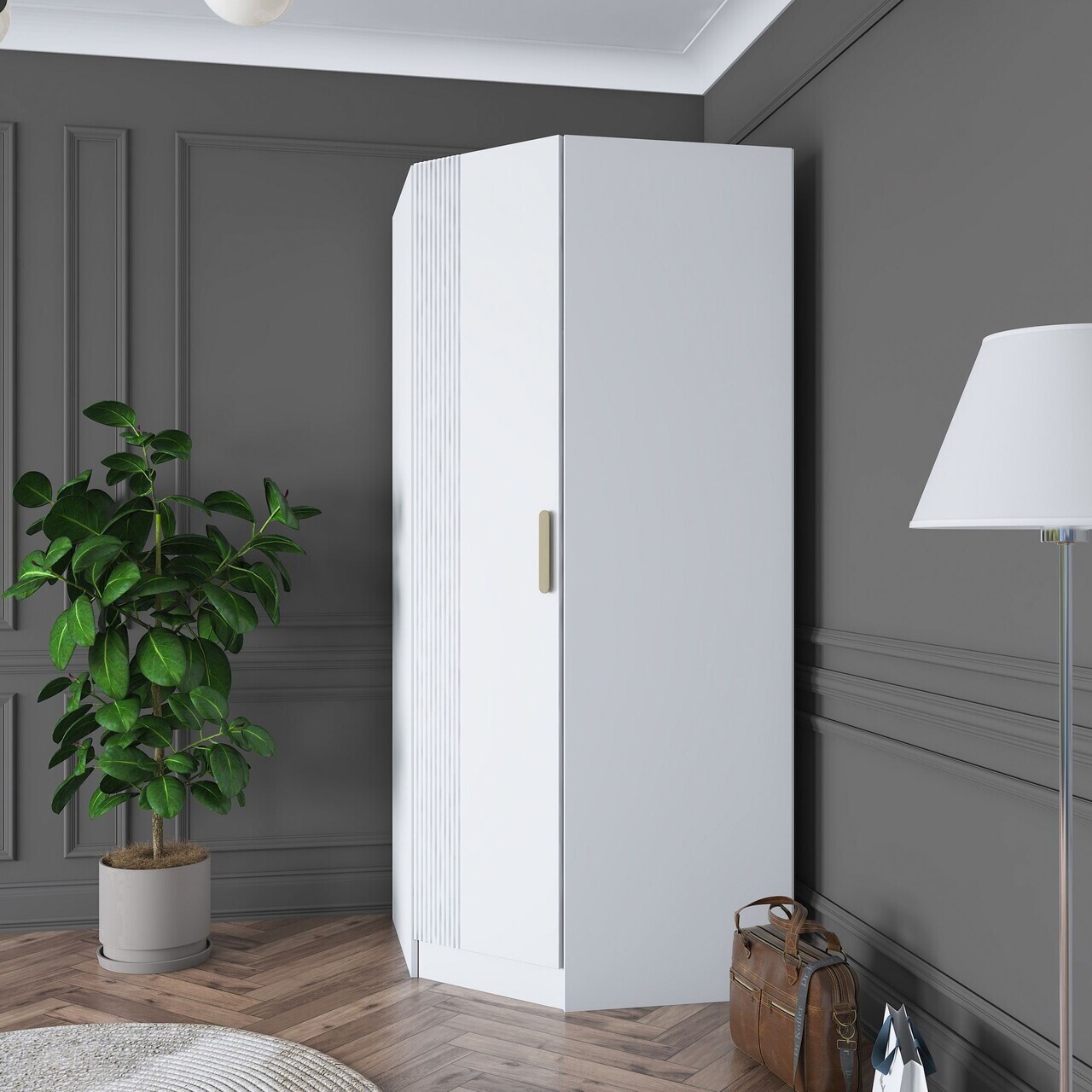 Dulap pentru haine, Hanah Home, BA183, 91x210x57.5 cm, PAL melaminat, Alb - view 2