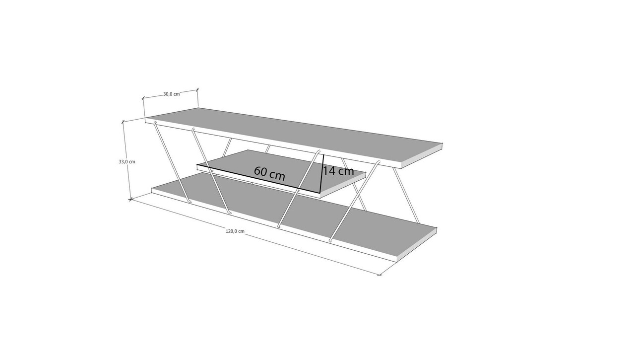 Comoda TV Canaz, Kalune Design, 120x30x33 Cm, Galben/negru