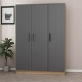 Dulap pentru haine, Minerva, Kale Anthracite, 135x190x52 cm, PAL, Antracit